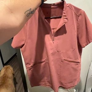 Mauve Nata zip, Henley Figs scrub top size L